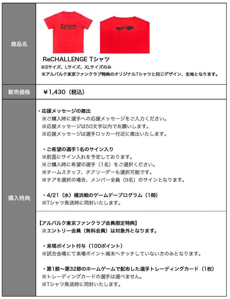 4 21 水 横浜戦リモート応援企画 応援メッセージ募集 選手サイン入りtシャツ販売のお知らせ アルバルク東京